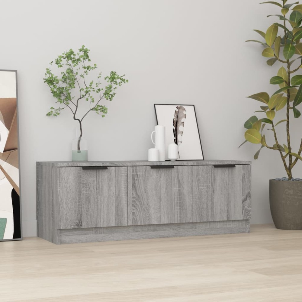 vidaXL Comodă TV, gri sonoma, 102x35x36,5 cm, lemn prelucrat