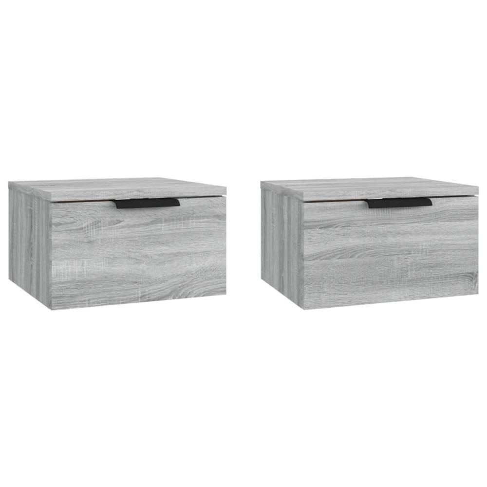 vidaXL Noptiere de perete, 2 buc., gri sonoma, 34x30x20 cm