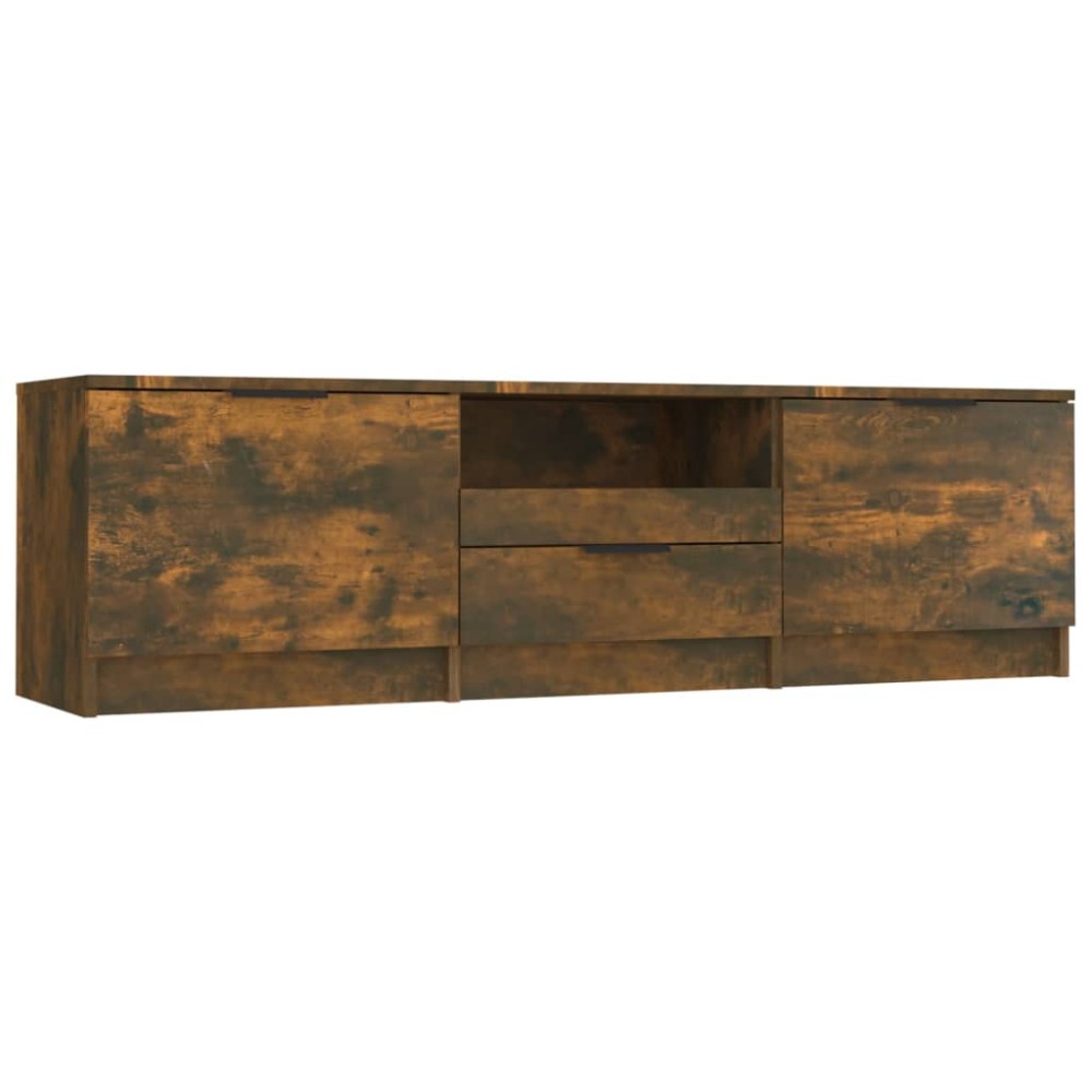 vidaXL Comodă TV, stejar fumuriu, 140x35x40 cm, lemn prelucrat