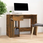 vidaXL Birou, stejar fumuriu, 100x50x75 cm, lemn compozit