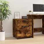 vidaXL Fișet mobil cu roți, stejar fumuriu, 45x38x54 cm lemn prelucrat vidaXL Fișet mobil cu roți, stejar fumuriu, 45x38x54 cm lemn prelucrat