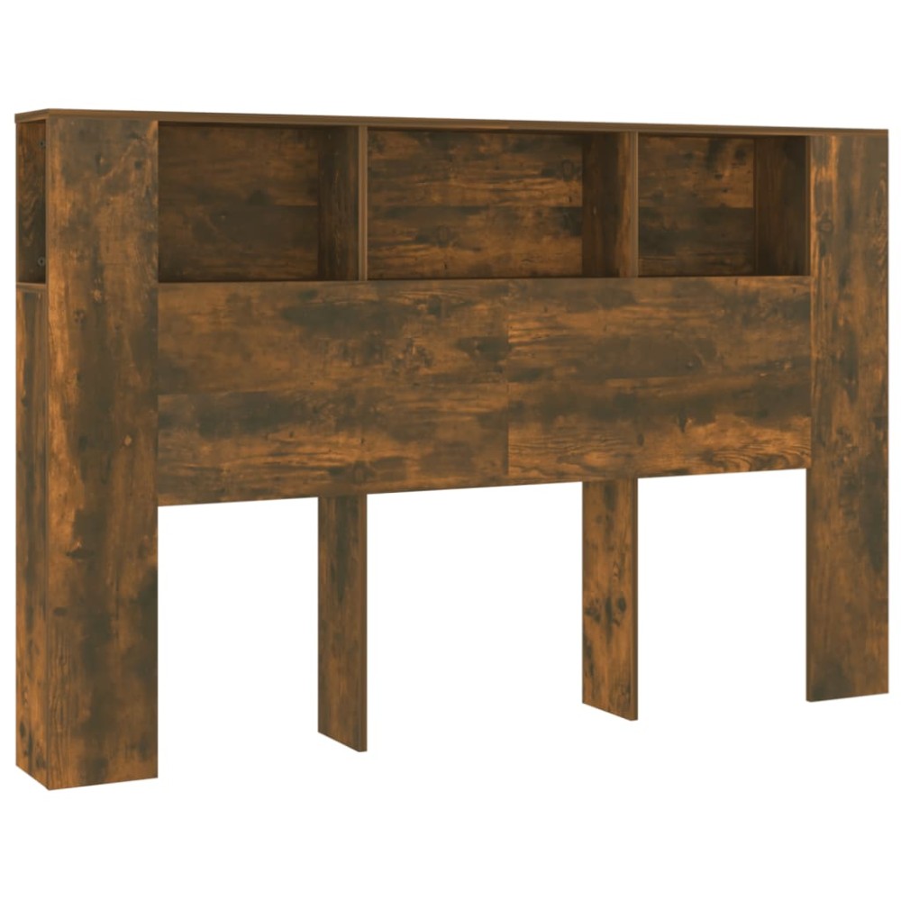 vidaXL Tăblie de pat cu dulap, stejar afumat, 160x18,5x104,5 cm