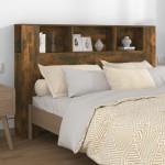 vidaXL Tăblie de pat cu dulap, stejar afumat, 160x18,5x104,5 cm vidaXL Tăblie de pat cu dulap, stejar afumat, 160x18,5x104,5 cm