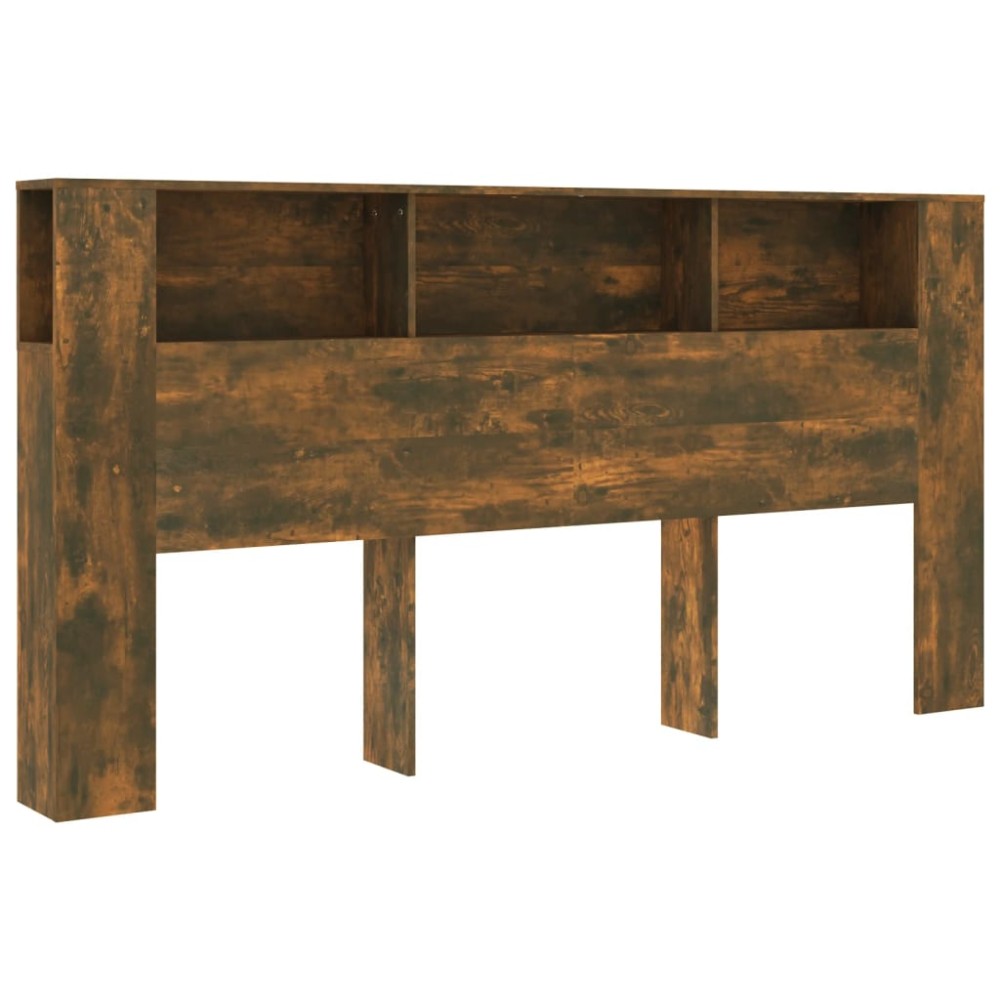 vidaXL Tăblie de pat cu dulap, stejar fumuriu, 200x18,5x104,5 cm