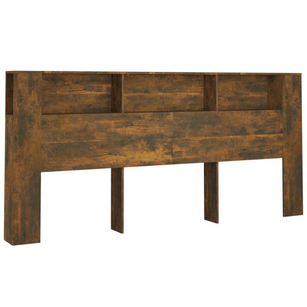 vidaXL Tăblie de pat cu dulap, stejar fumuriu, 220x18,5x104,5 cm