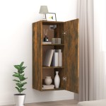 vidaXL Dulap de perete, stejar fumuriu, 34,5x34x90 cm, lemn compozit