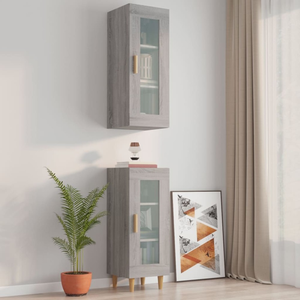 vidaXL Dulap de perete suspendat, gri sonoma, 34,5x34x90 cm