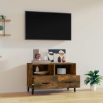vidaXL Comodă TV, stejar fumuriu, 80x36x50 cm, lemn prelucrat
