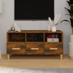 vidaXL Comodă TV, stejar fumuriu, 102x36x50 cm, lemn compozit vidaXL Comodă TV, stejar fumuriu, 102x36x50 cm, lemn compozit
