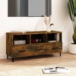 vidaXL Comodă TV, stejar fumuriu, 102x35x50 cm, lemn compozit vidaXL Comodă TV, stejar fumuriu, 102x35x50 cm, lemn compozit