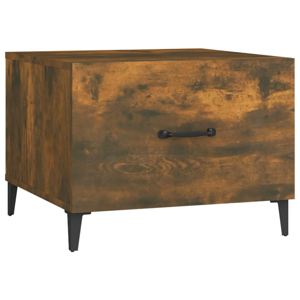 vidaXL Măsuță de cafea cu picioare metalice stejar fumuriu 50x50x40 cm
