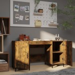 vidaXL Birou, stejar fumuriu, 140x50x75 cm, lemn compozit