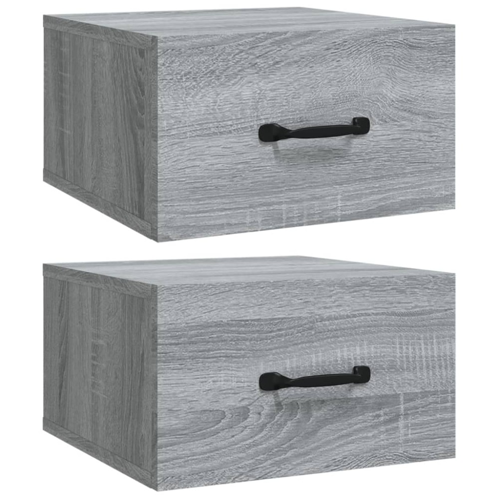 vidaXL Noptiere de perete, 2 buc., sonoma gri, 35x35x20 cm