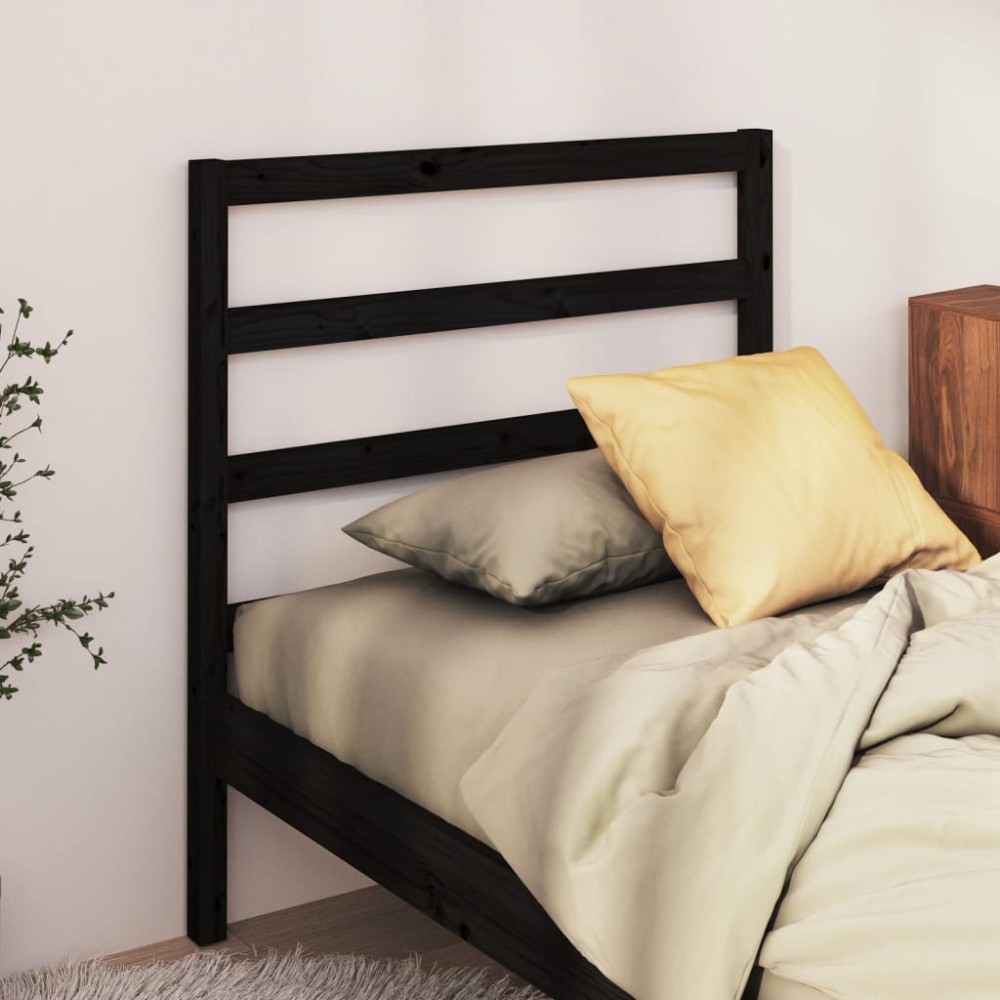 vidaXL Tăblie de pat, negru, 81x4x100 cm, lemn masiv de pin