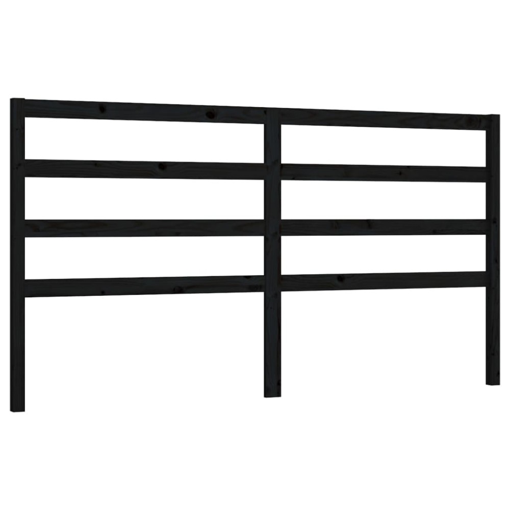 vidaXL Tăblie de pat, negru, 206x4x100 cm, lemn masiv de pin