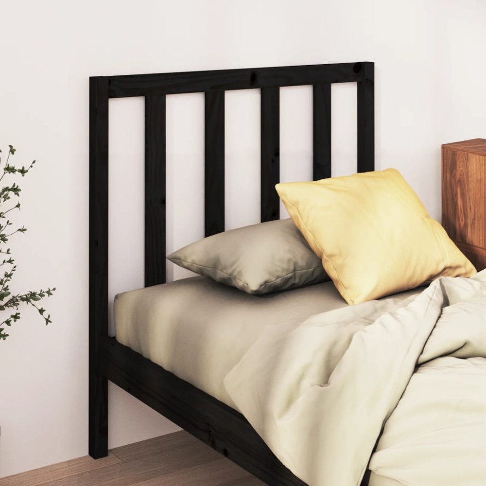 vidaXL Tăblie de pat, negru, 96x4x100 cm, lemn masiv de pin