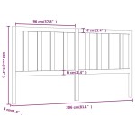 vidaXL Tăblie de pat, alb, 206x4x100 cm, lemn masiv de pin