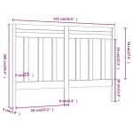 vidaXL Tăblie de pat, gri, 141x4x100 cm, lemn masiv de pin