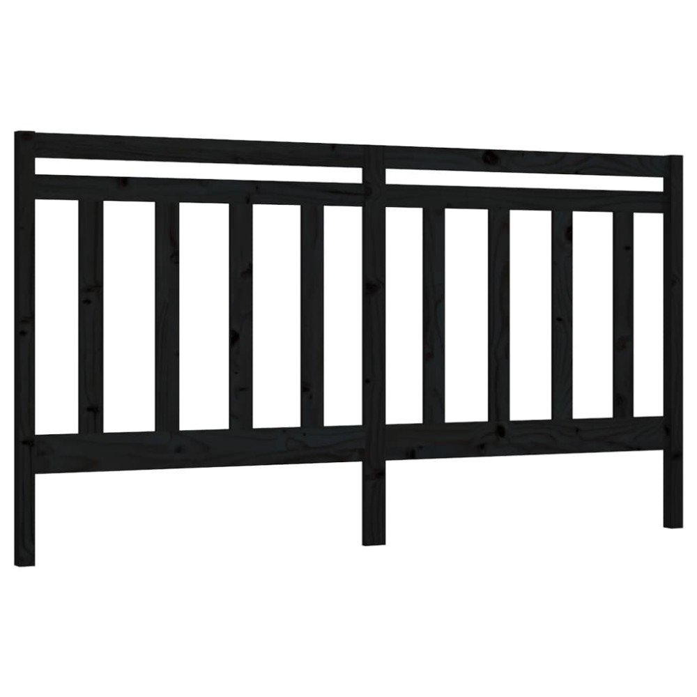 vidaXL Tăblie de pat, negru, 186x4x100 cm, lemn masiv de pin