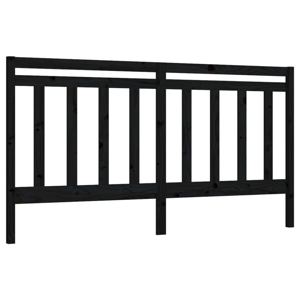 vidaXL Tăblie de pat, negru, 206x4x100 cm, lemn masiv de pin