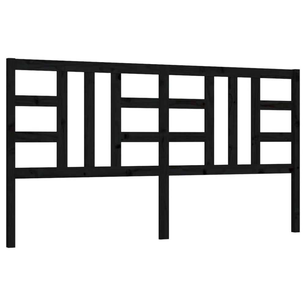 vidaXL Tăblie de pat, negru, 206x4x100 cm, lemn masiv de pin