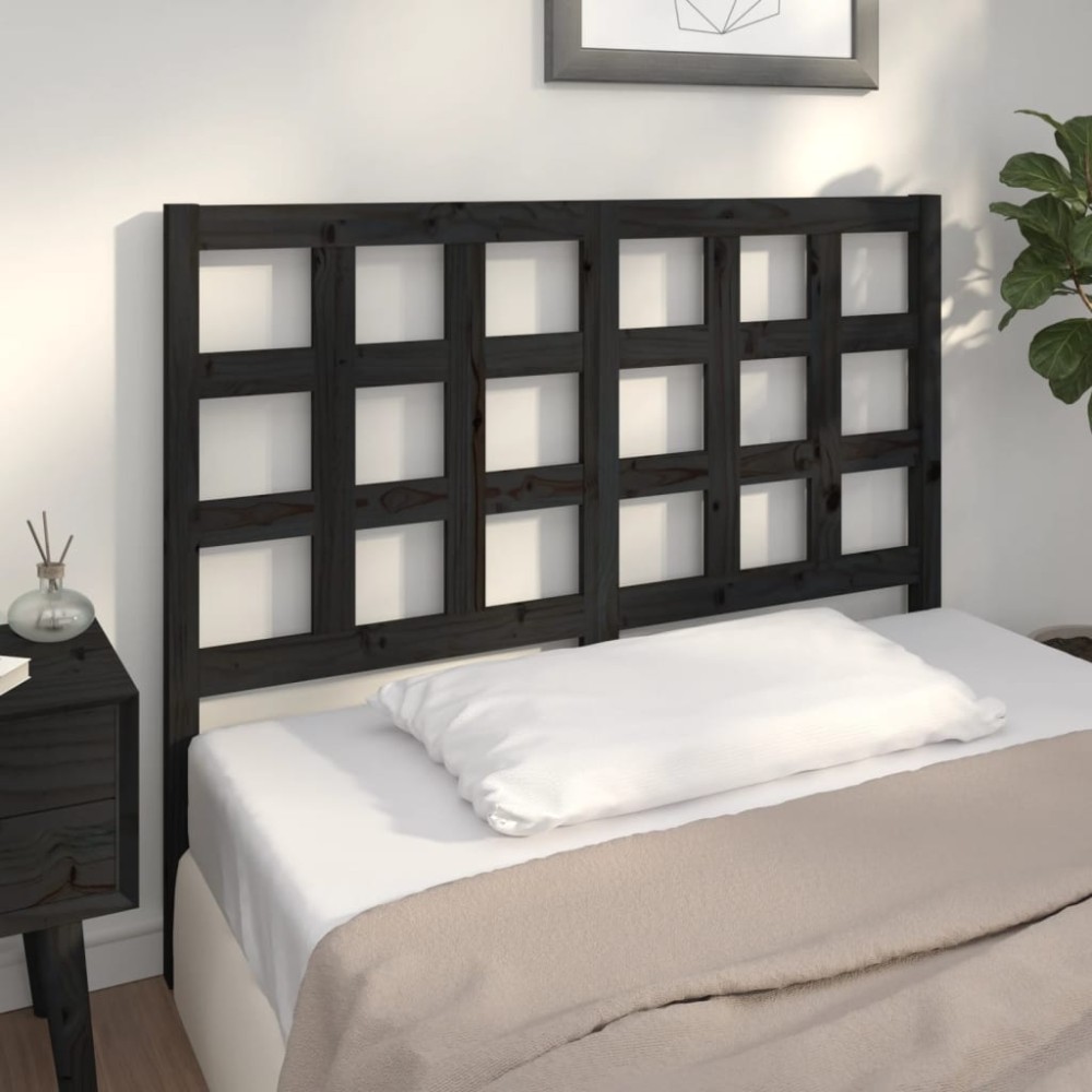 vidaXL Tăblie de pat, negru, 125,5x4x100 cm, lemn masiv de pin