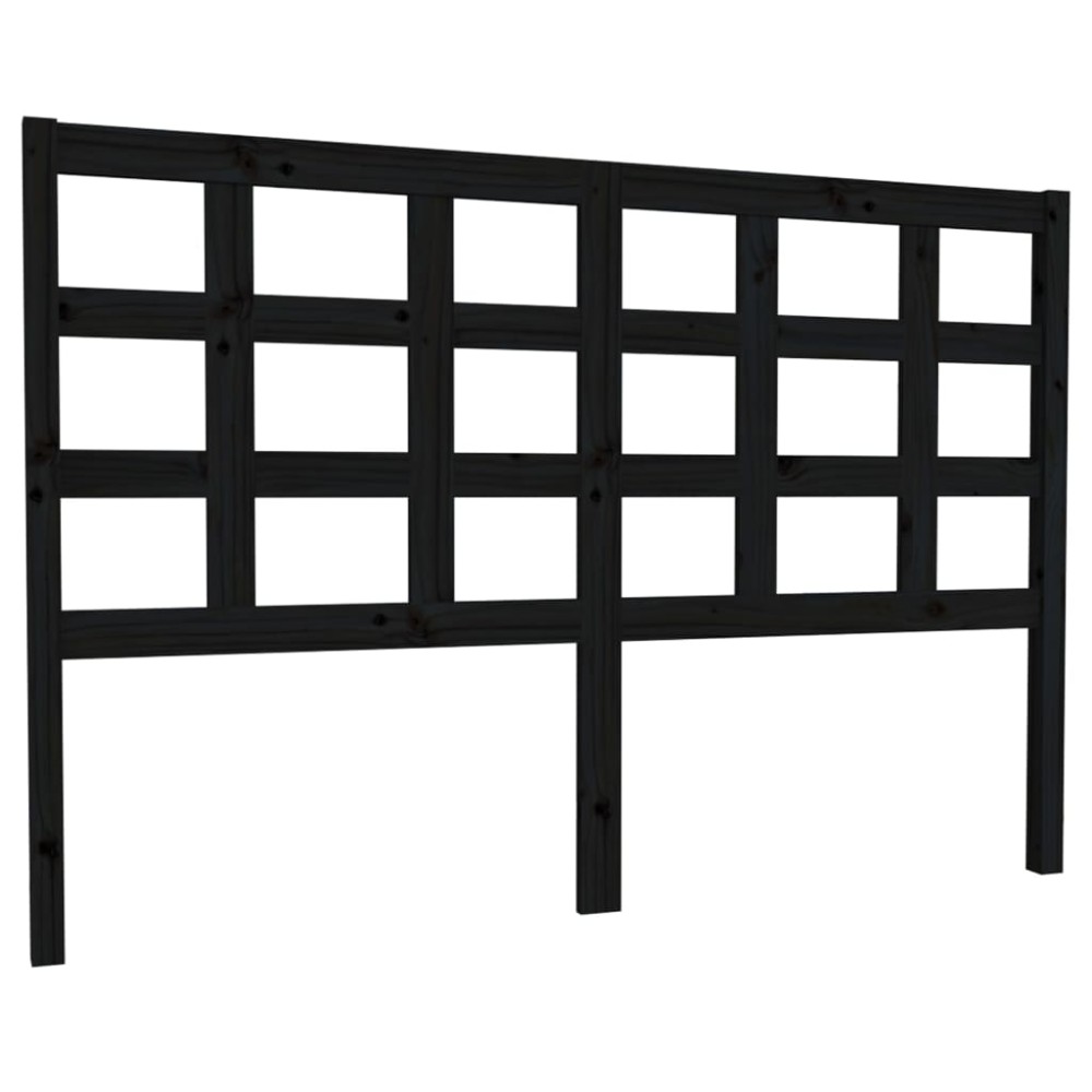 vidaXL Tăblie de pat, negru, 145,5x4x100 cm, lemn masiv de pin