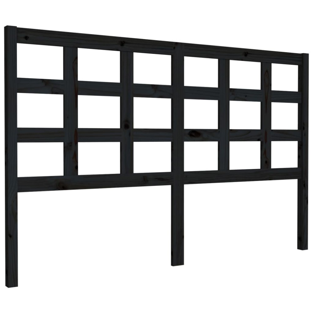 vidaXL Tăblie de pat, negru, 156x4x100 cm, lemn masiv de pin