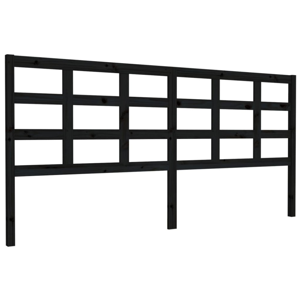 vidaXL Tăblie de pat, negru, 205,5x4x100 cm, lemn masiv de pin