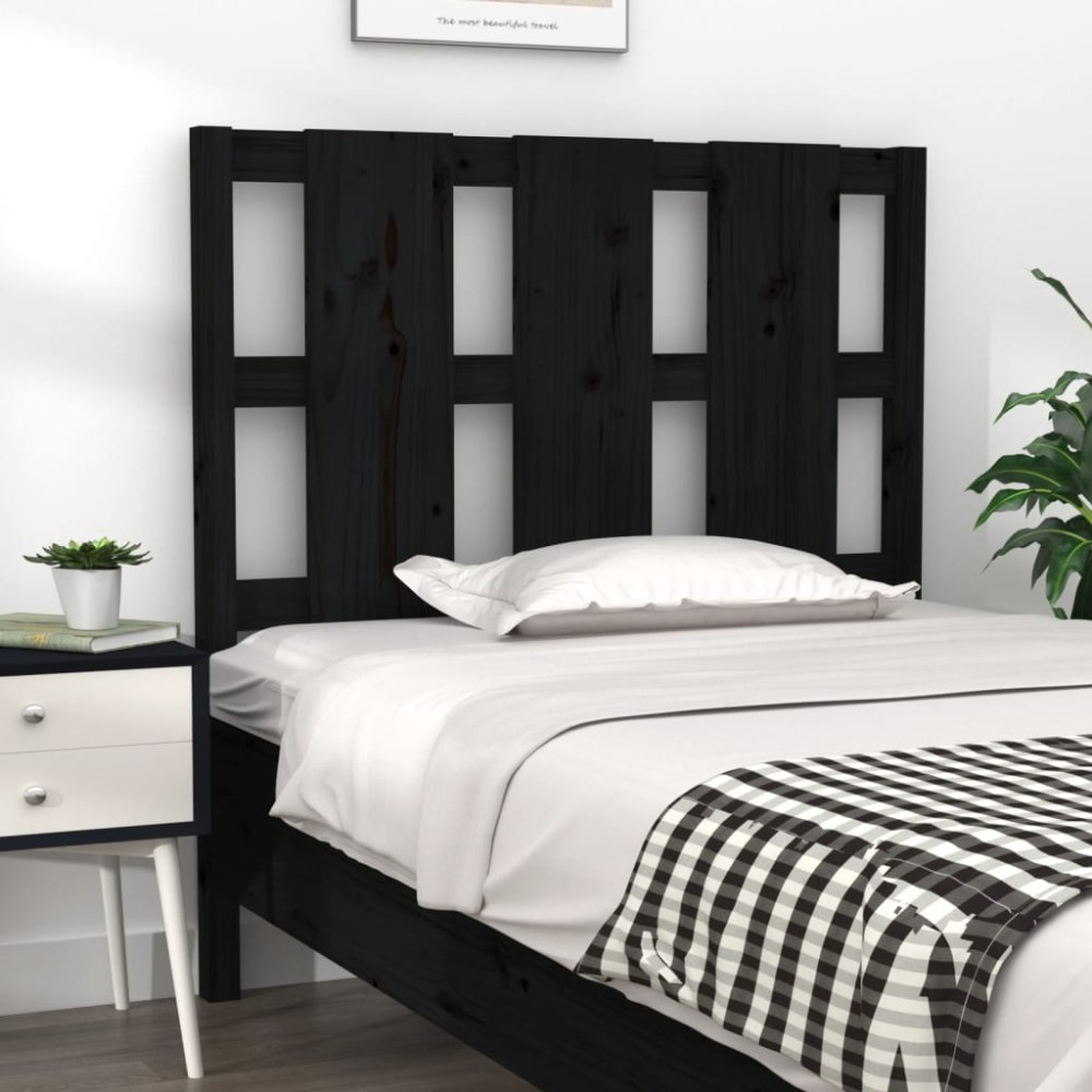 vidaXL Tăblie de pat, negru, 95,5x4x100 cm, lemn masiv de pin