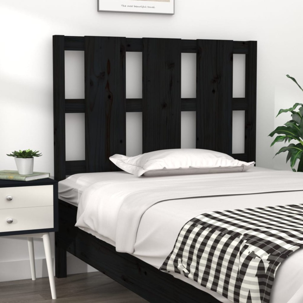 vidaXL Tăblie de pat, negru, 105,5x4x100 cm, lemn masiv de pin