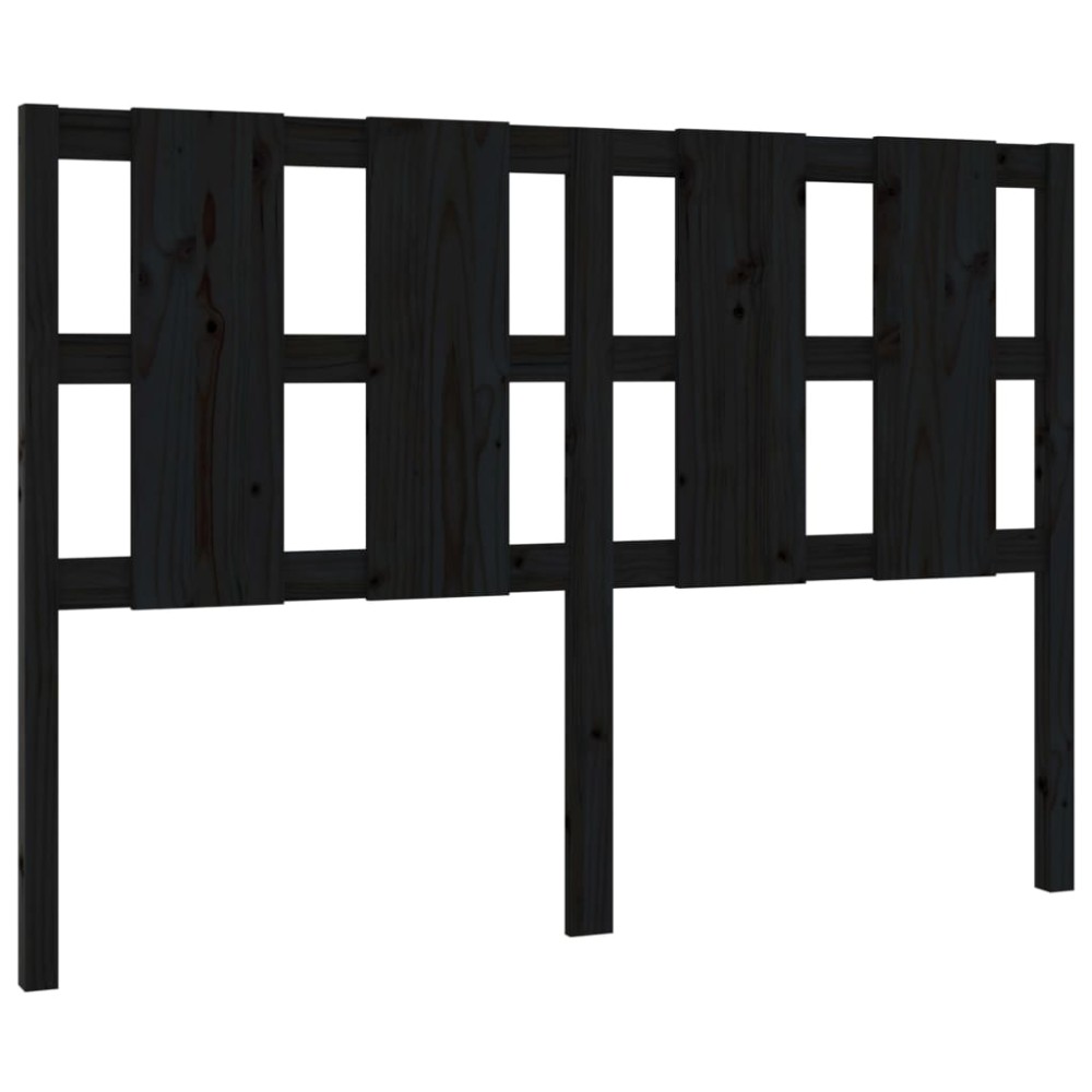 vidaXL Tăblie de pat, negru, 125,5x4x100 cm, lemn masiv de pin