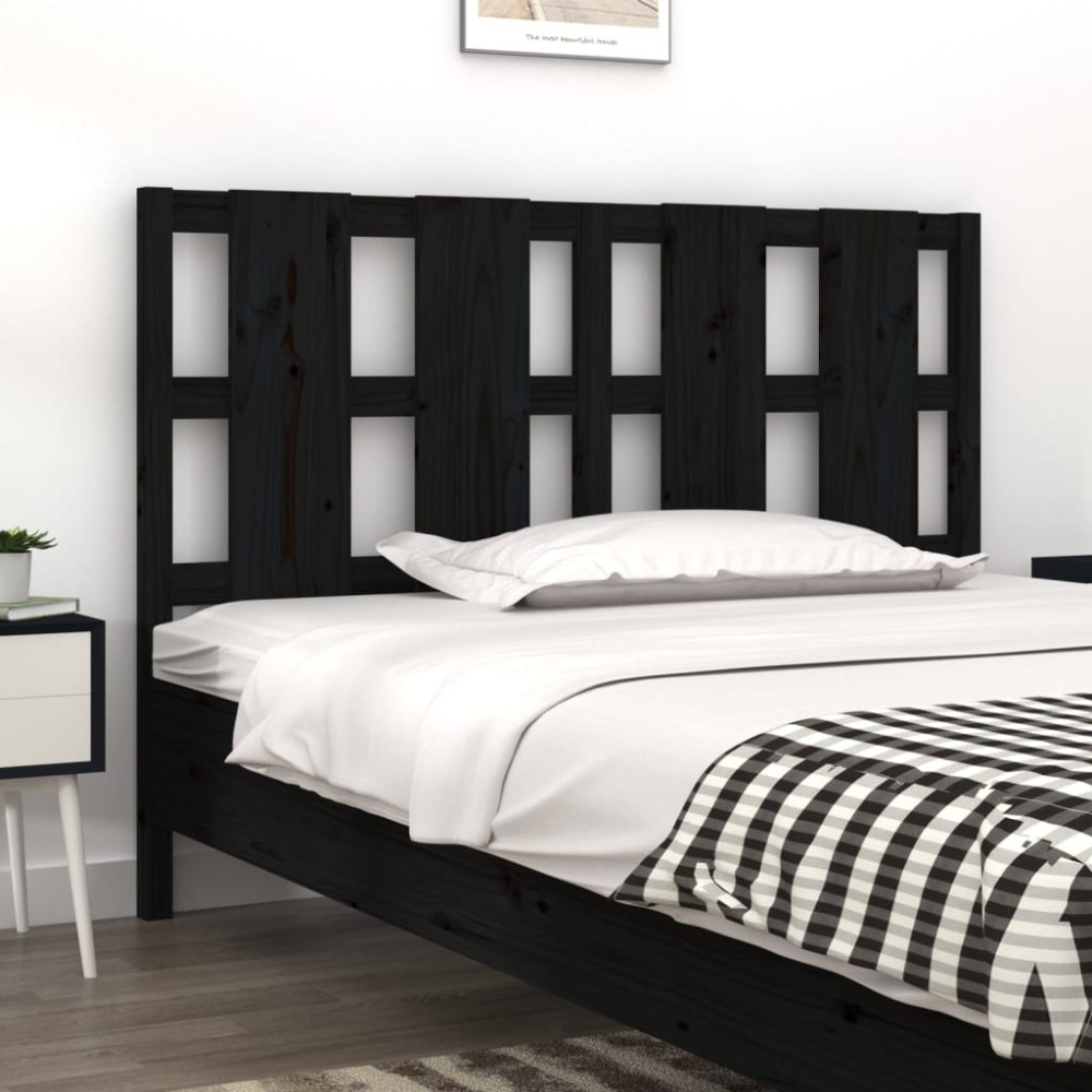 vidaXL Tăblie de pat, negru, 145,5x4x100 cm, lemn masiv de pin