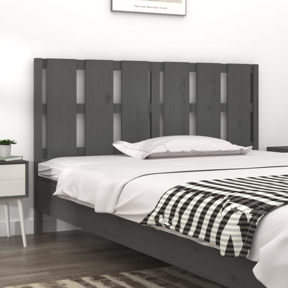 vidaXL Tăblie de pat, gri, 155,5x4x100 cm, lemn masiv de pin