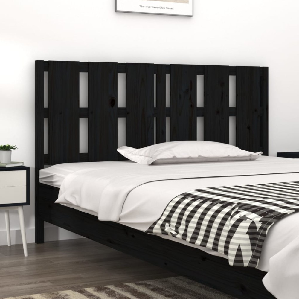 vidaXL Tăblie de pat, negru, 155,5x4x100 cm, lemn masiv de pin