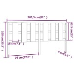 vidaXL Tăblie de pat, gri, 205,5x4x100 cm, lemn masiv de pin