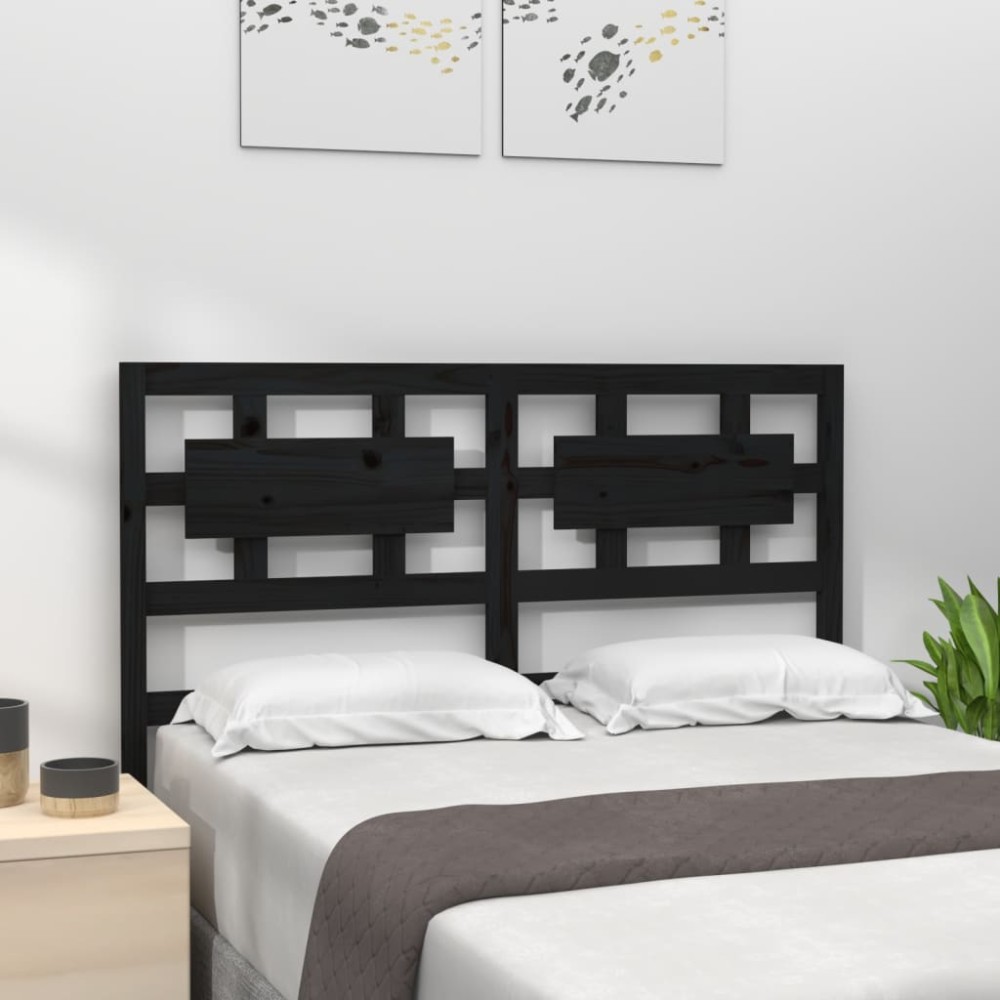 vidaXL Tăblie de pat, negru, 165,5x4x100 cm, lemn masiv de pin