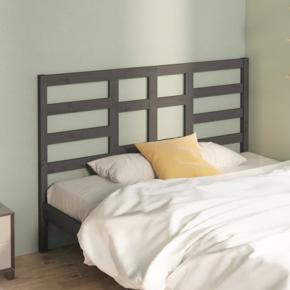 vidaXL Tăblie de pat, gri, 126x4x104 cm, lemn masiv de pin