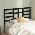 vidaXL Tăblie de pat, negru, 146x4x104 cm, lemn masiv de pin