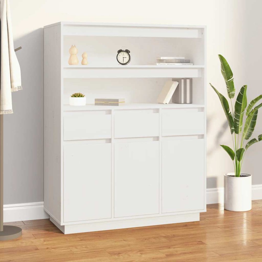 vidaXL Dulap înalt, alb, 89x40x116,5 cm, lemn masiv de pin
