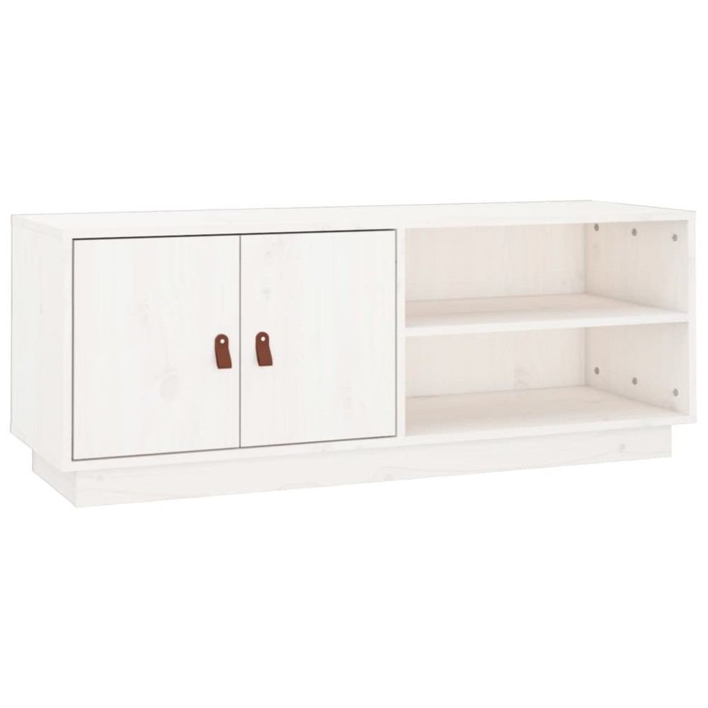 vidaXL Comodă TV, alb, 105x34x40 cm, lemn masiv de pin