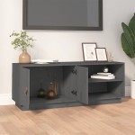 vidaXL Comodă TV, gri, 105x34x40 cm, lemn masiv de pin vidaXL Comodă TV, gri, 105x34x40 cm, lemn masiv de pin