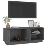 vidaXL Comodă TV, gri, 105x34x40 cm, lemn masiv de pin vidaXL Comodă TV, gri, 105x34x40 cm, lemn masiv de pin