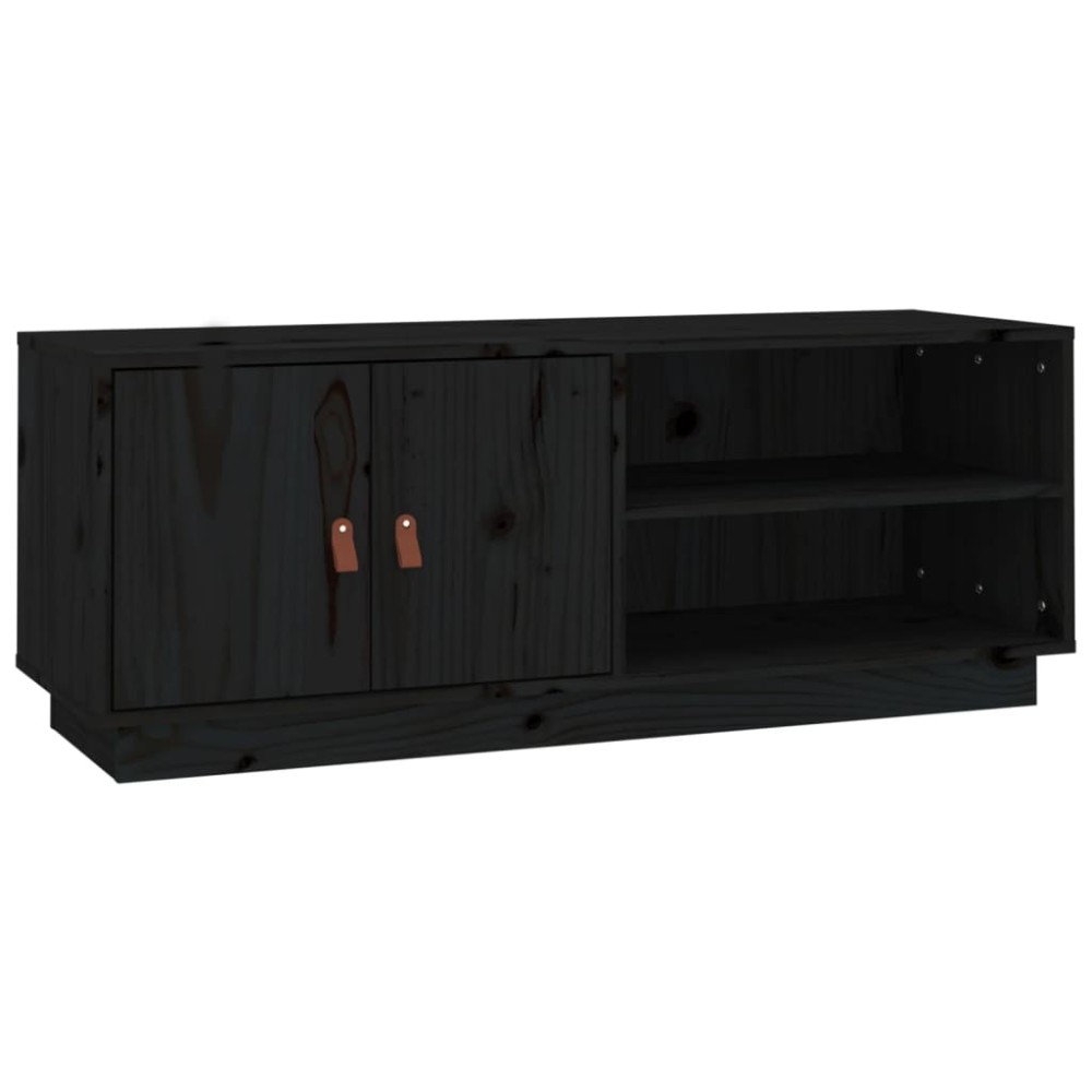 vidaXL Comodă TV, negru, 105x34x40 cm, lemn masiv de pin