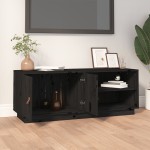 vidaXL Comodă TV, negru, 105x34x40 cm, lemn masiv de pin
