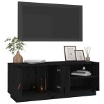 vidaXL Comodă TV, negru, 105x34x40 cm, lemn masiv de pin