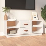 vidaXL Comodă TV, alb, 100x34x40 cm, lemn masiv de pin