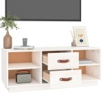 vidaXL Comodă TV, alb, 100x34x40 cm, lemn masiv de pin