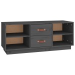vidaXL Comodă TV, gri, 100x34x40 cm, lemn masiv de pin vidaXL Comodă TV, gri, 100x34x40 cm, lemn masiv de pin