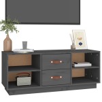 vidaXL Comodă TV, gri, 100x34x40 cm, lemn masiv de pin vidaXL Comodă TV, gri, 100x34x40 cm, lemn masiv de pin